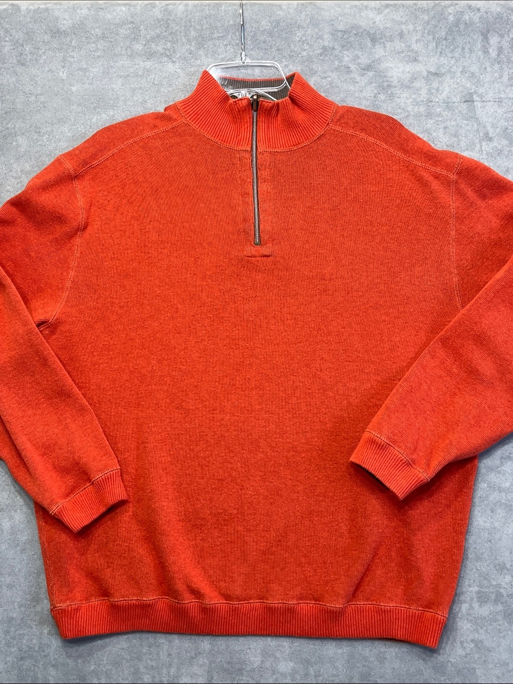 Caribbean Joe Men’s XL Orange 1/4 Zip Cotton Sweater Pullover